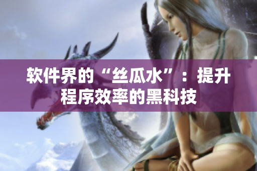 软件界的“丝瓜水”：提升程序效率的黑科技