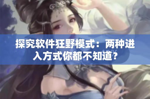 探究软件狂野模式：两种进入方式你都不知道？