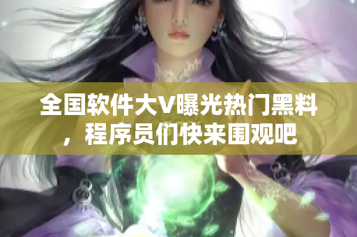 全国软件大V曝光热门黑料，程序员们快来围观吧
