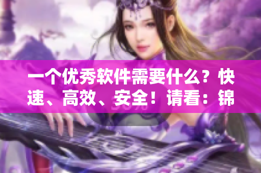 一个优秀软件需要什么？快速、高效、安全！请看：锦镖人级的软件研发秘诀！